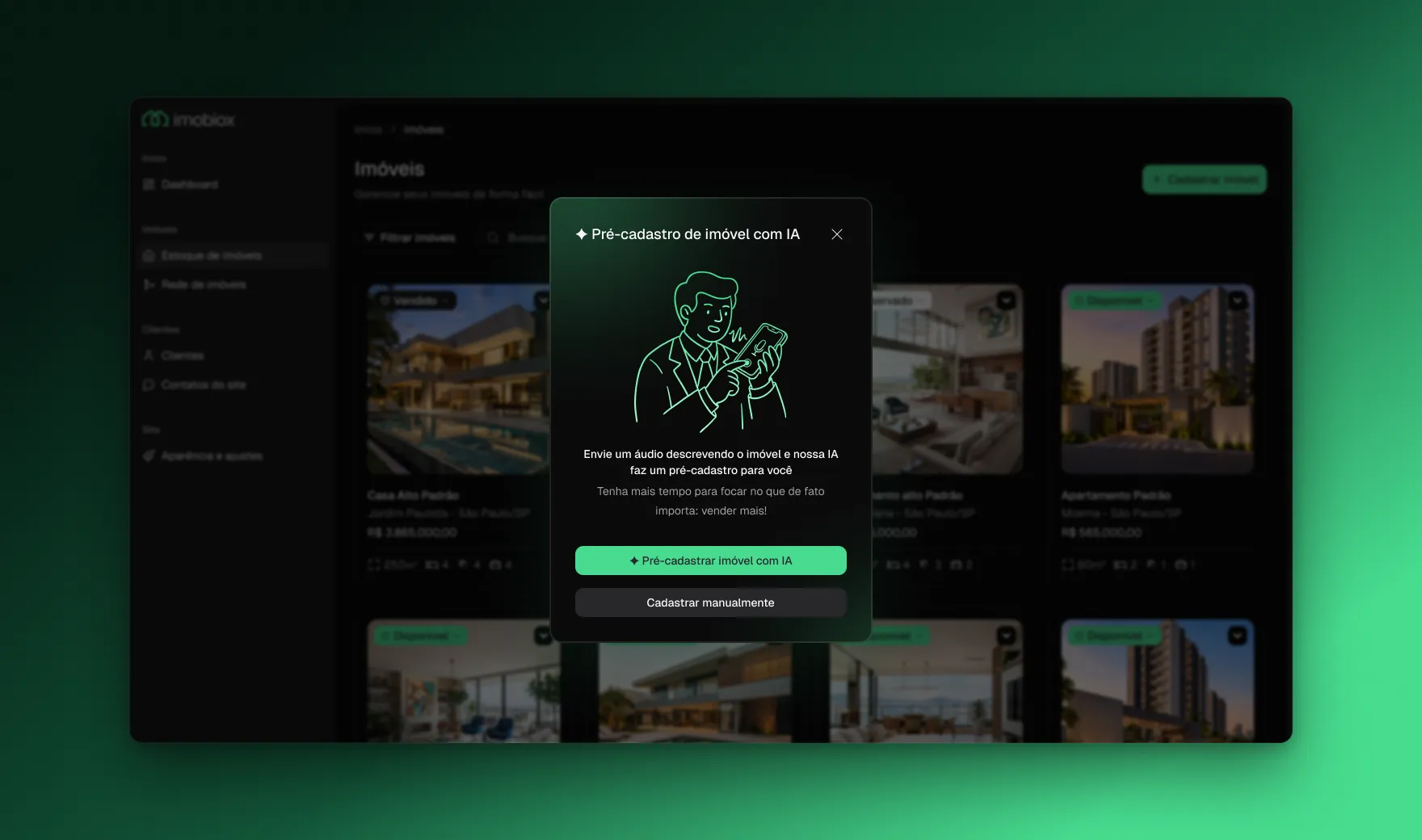 Modal offering to pre-register a property with AI