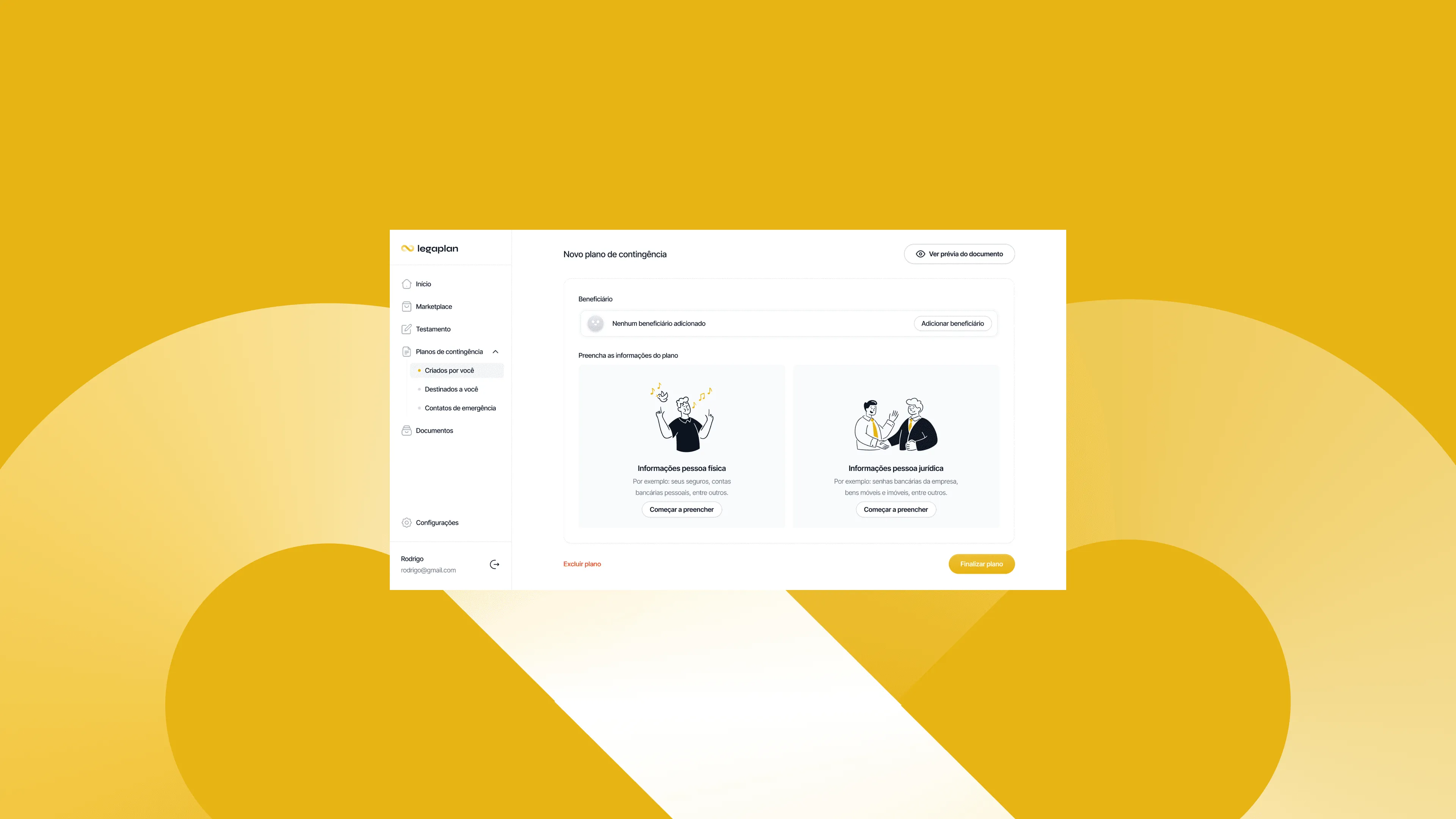 Legaplan web app screen for choosing guardians