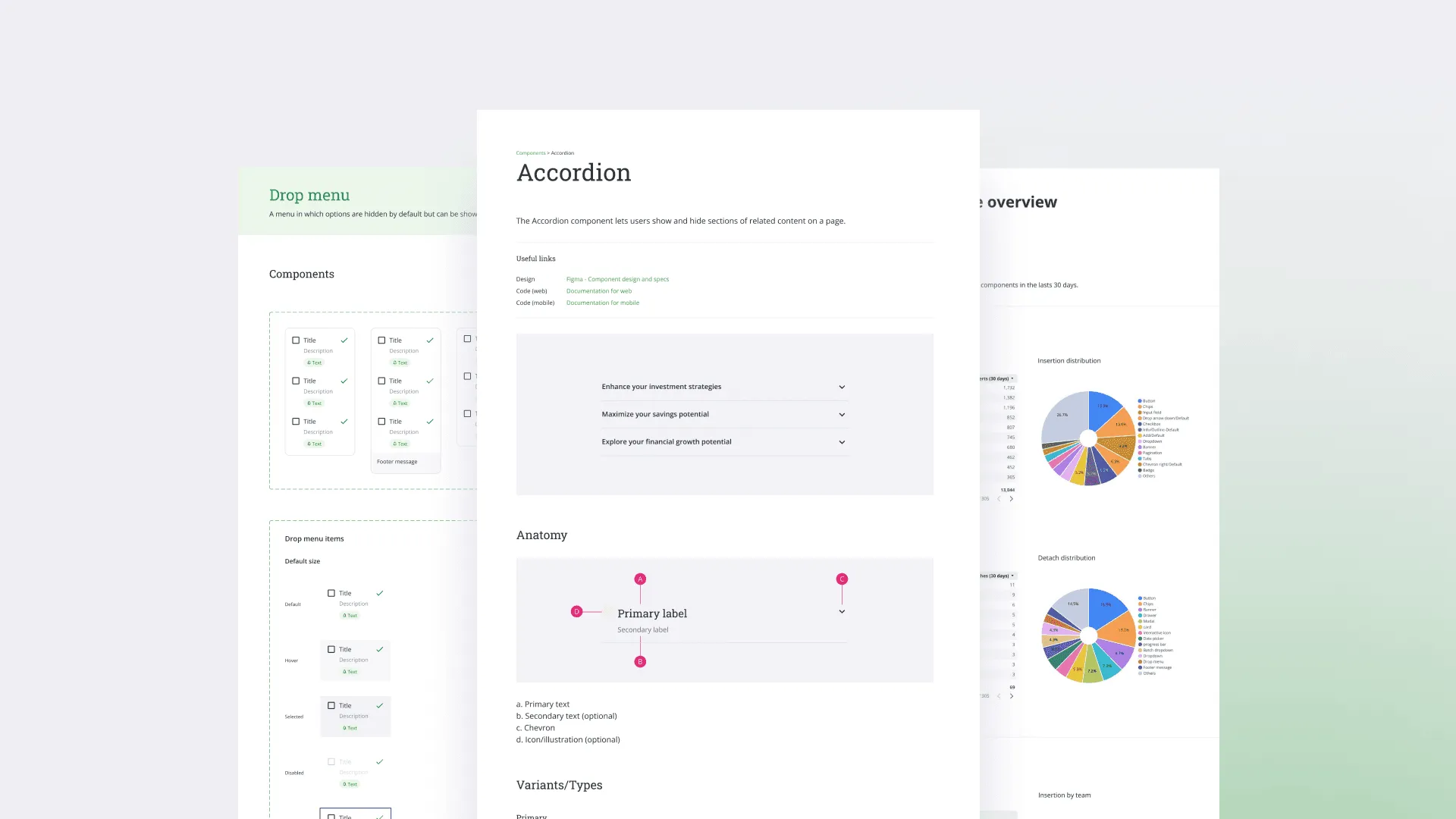 AllSpark design system documentation pages for the Accordion component