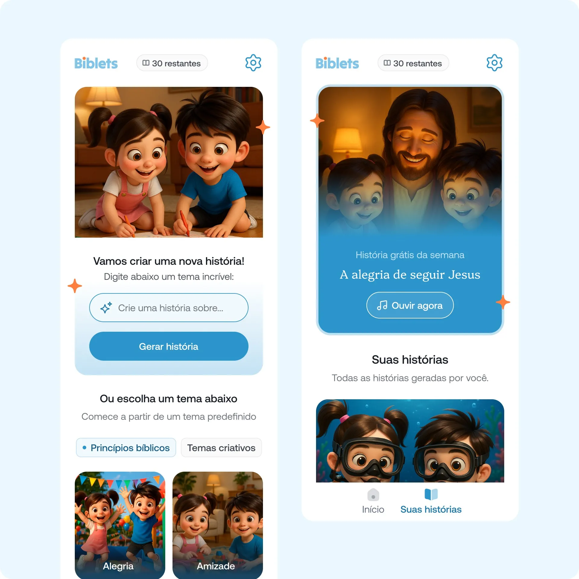 High-fidelity Biblets app screens