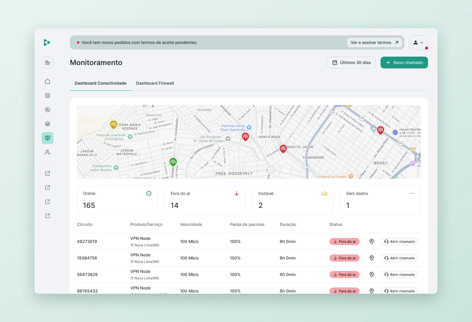 Monitoring module with the connectivity dashboard