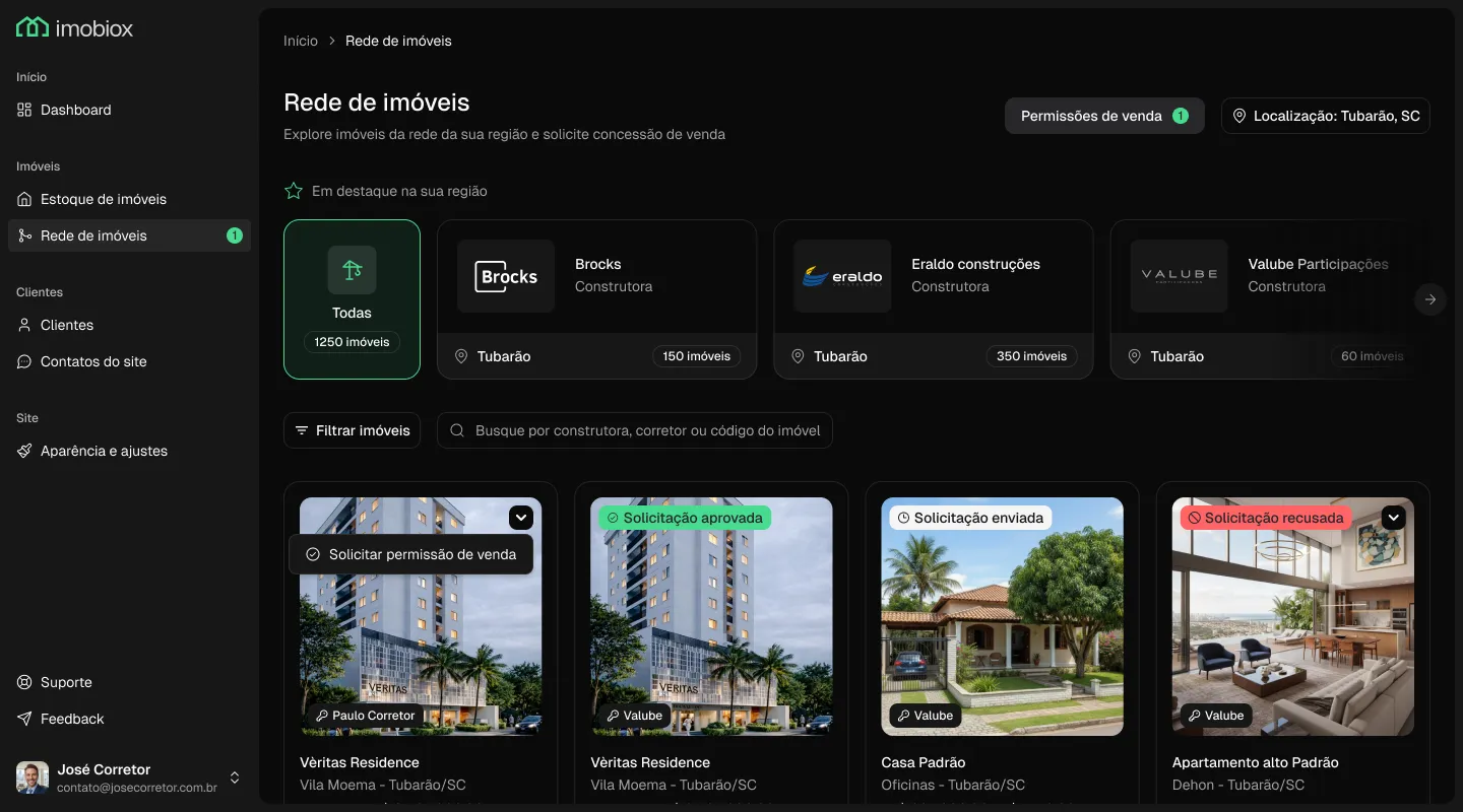 Property network showing featured builders and partner listings
