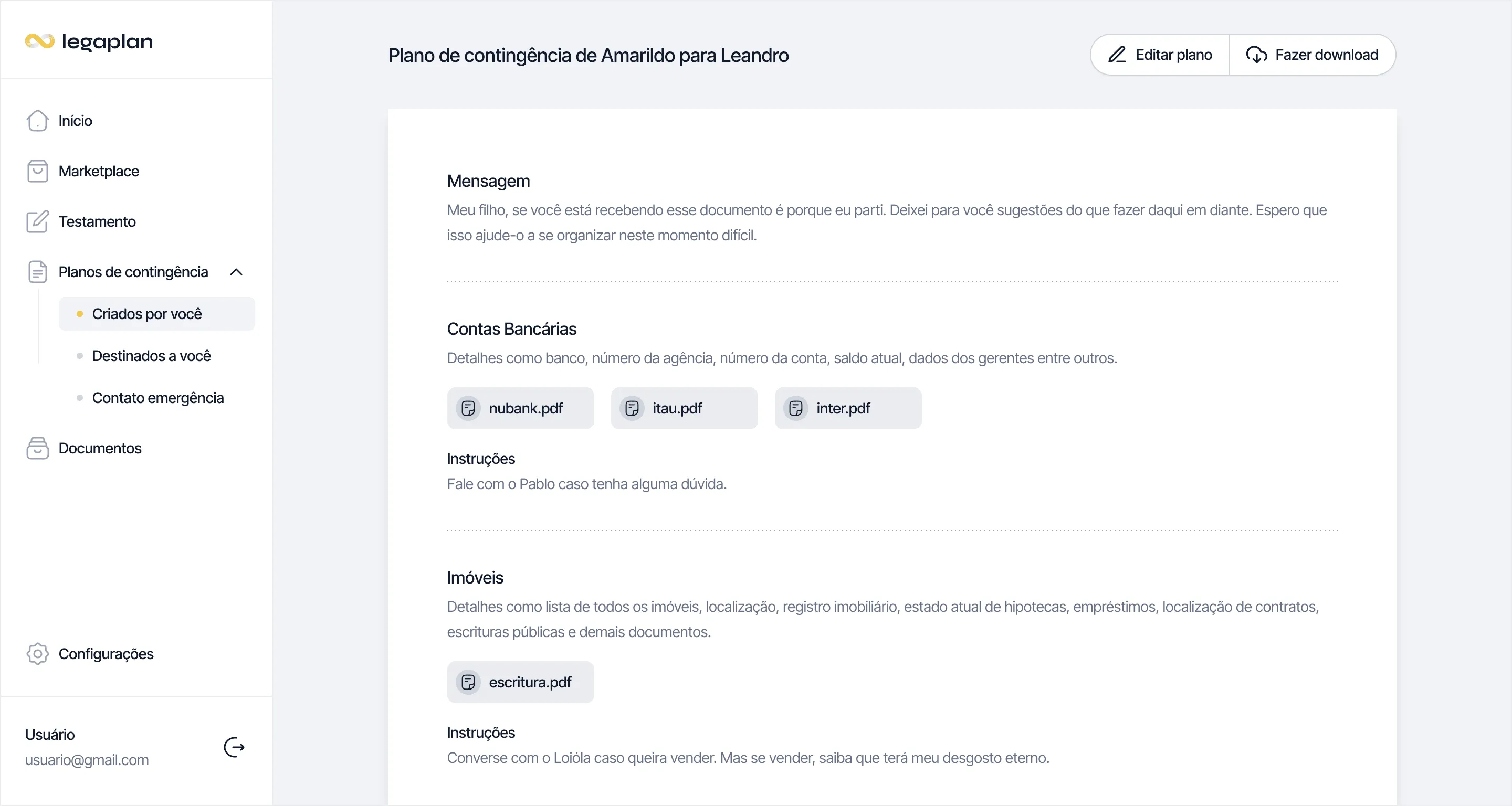 Legaplan final UI, screen 3